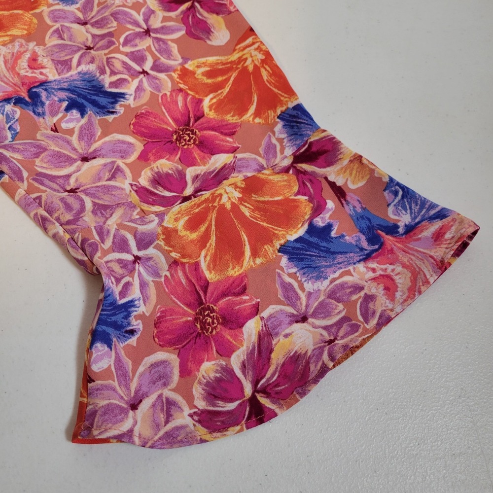 Style & Co Semi-Sheer Blouse Shirt Plus Size 2X Floral Women's Bell Sleeve 1013 - Picture 3 of 7